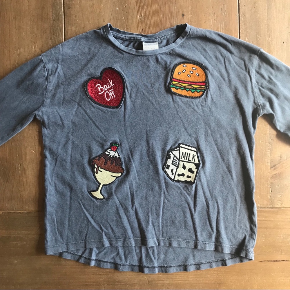 Zara grey patch long sleeve t-shirt girl 7